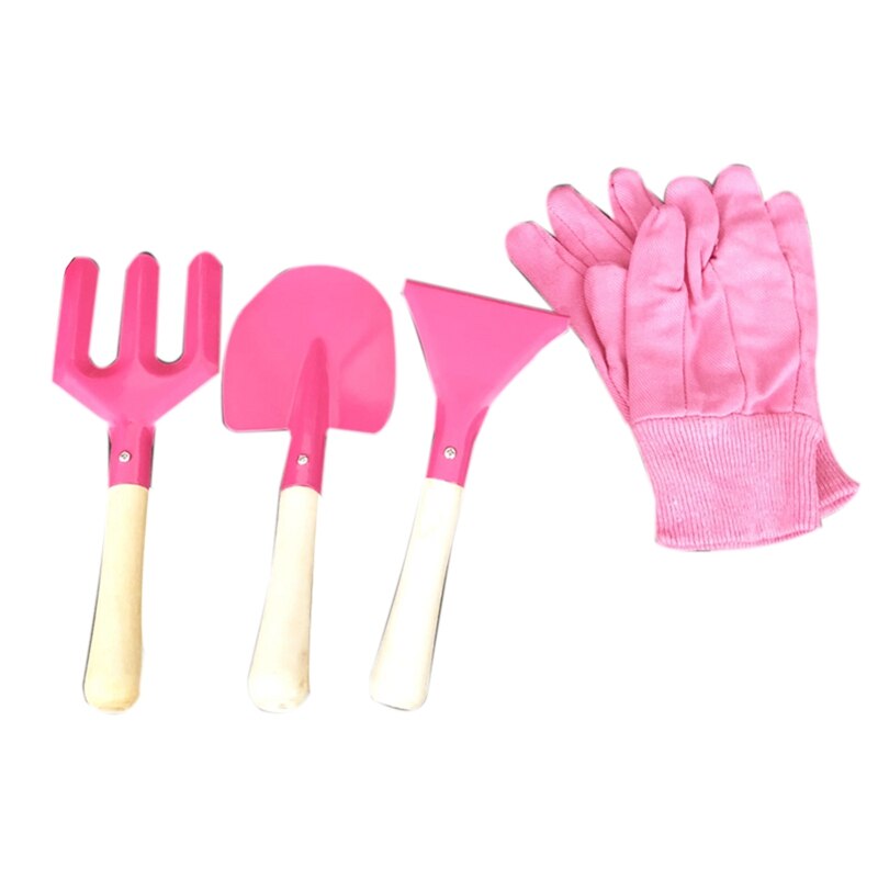 6Pc Kids Tuin Gereedschap Set Outdoor Speelgoed Voor Kinderen Stevige Tote Metalen Gereedschap Houten Handvat Zandbak Speelgoed Strand Vroeg learning Guide