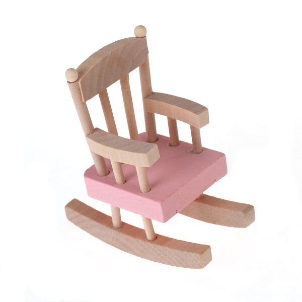 1:12 Scale Doll House Furniture Wooden Miniature Baby Nursery Room Crib Chair Bed Kids Children Pretend Play Toys Pink