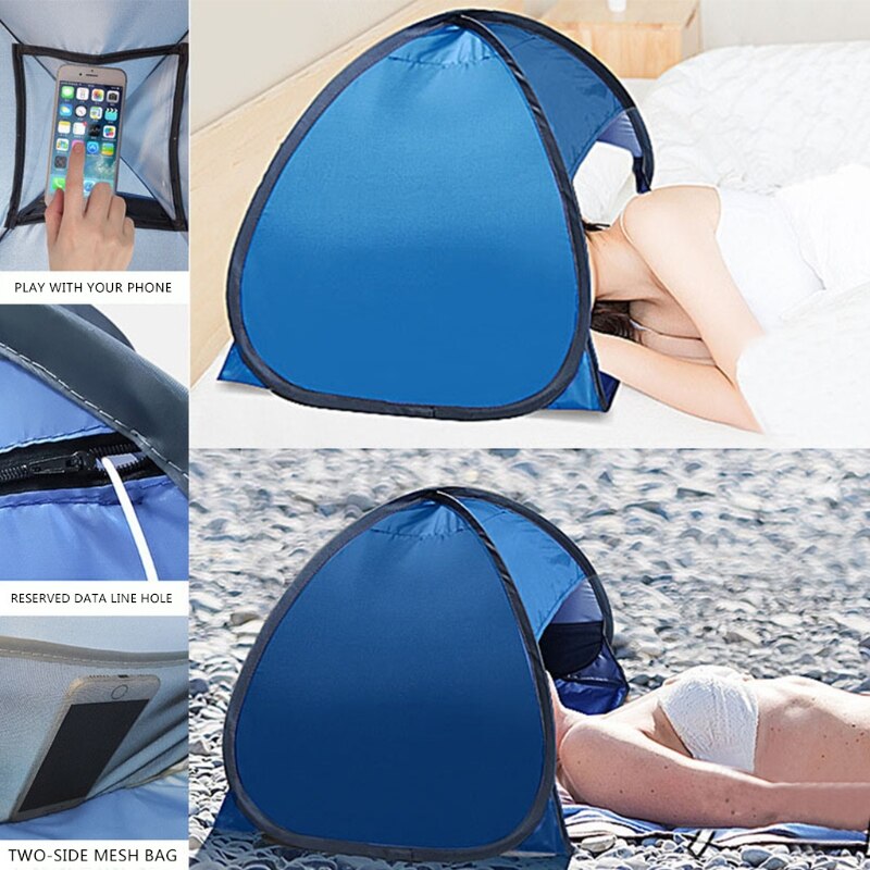 Faltbares uv-schutz-strandzelt, uv-beständiges mini-sonnensegel mit automatischer sonneneinstrahlung für picknicks, strand und camping im freien
