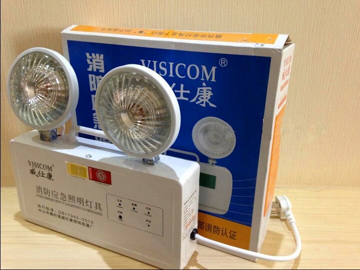 Luz LED de emergencia de fuego estándar nacional wei shi kang, batería de doble cabeza, luz de emergencia doméstica de montaje abierto