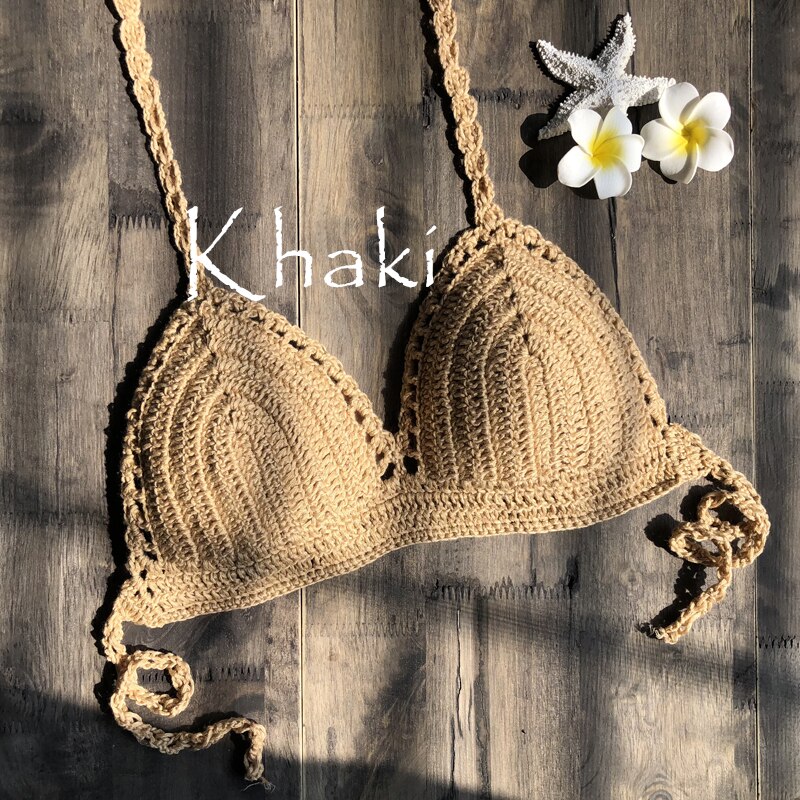 Bikini solidi Mujer costume da bagno all'uncinetto Bikini rosso Top in maglia Bikini Sexy reggiseno da nuoto da donna costumi da bagno femminili di grandi dimensioni s-xl 2019 nuovo