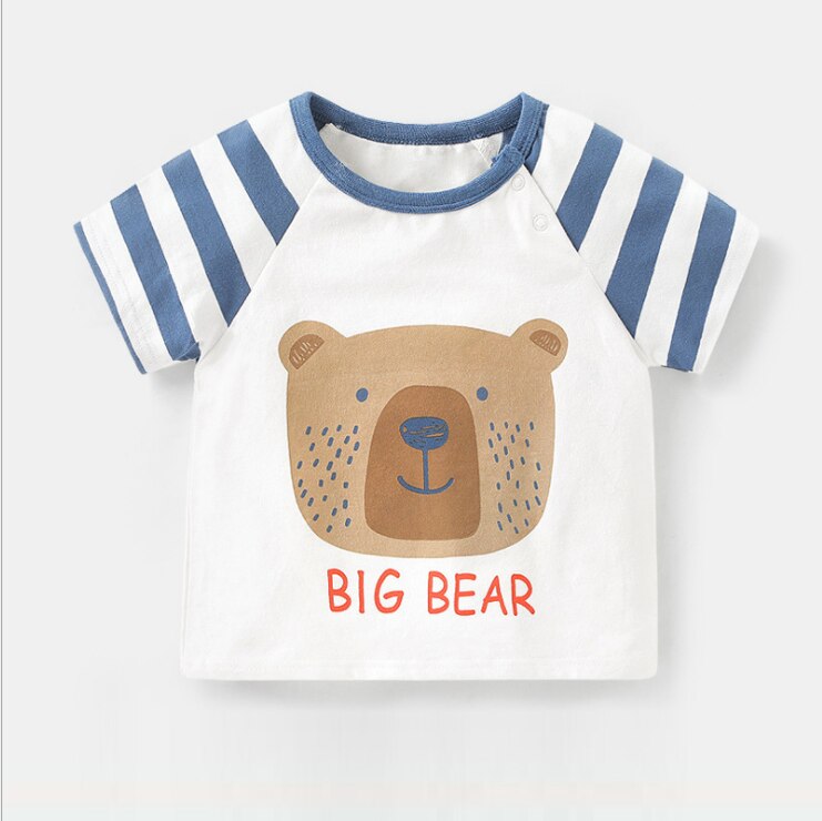 Alta quanlitysummer crianças meninos t camisa impressão de manga curta bebê meninas camisetas de algodão crianças camiseta o-pescoço camisetas roupas menino: White / 90