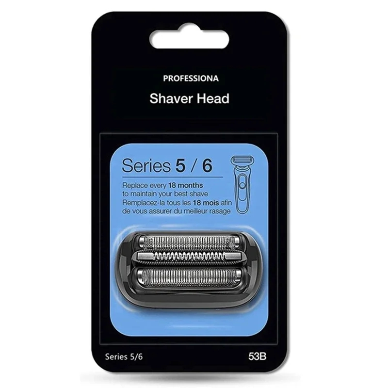 53B vervangende kop compatibel met Braun Series 5/6 elektrisch scheerapparaat scheerapparaat 5018s, 5020s, 5031s, 5050cs, 6020s, 6072cc: Light Grey