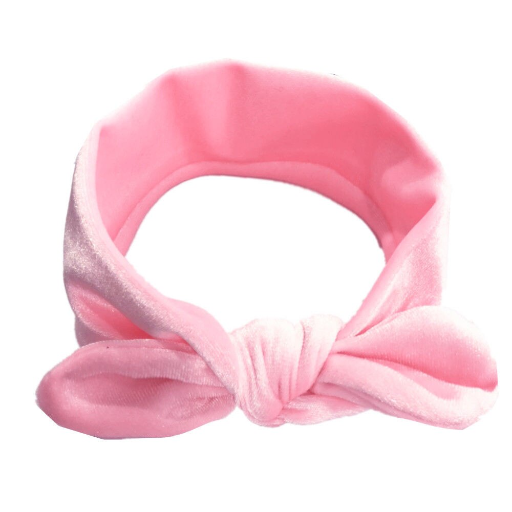 Gloednieuwe Peuter Baby Meisjes Fluwelen Lint Hair Bows Hoofdbanden Bunny Oren Grote Boog Haarbanden Candy Kleur Solid hoofddeksels