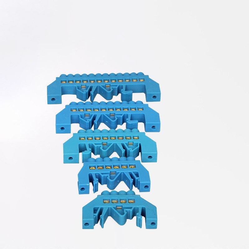 4P/6P/8P/10P/12P Koperen Brug Type Rail Terminal Blauw nul Lijn Schroeven Rij Aansluiting Elektrische Terminal Blok Strip