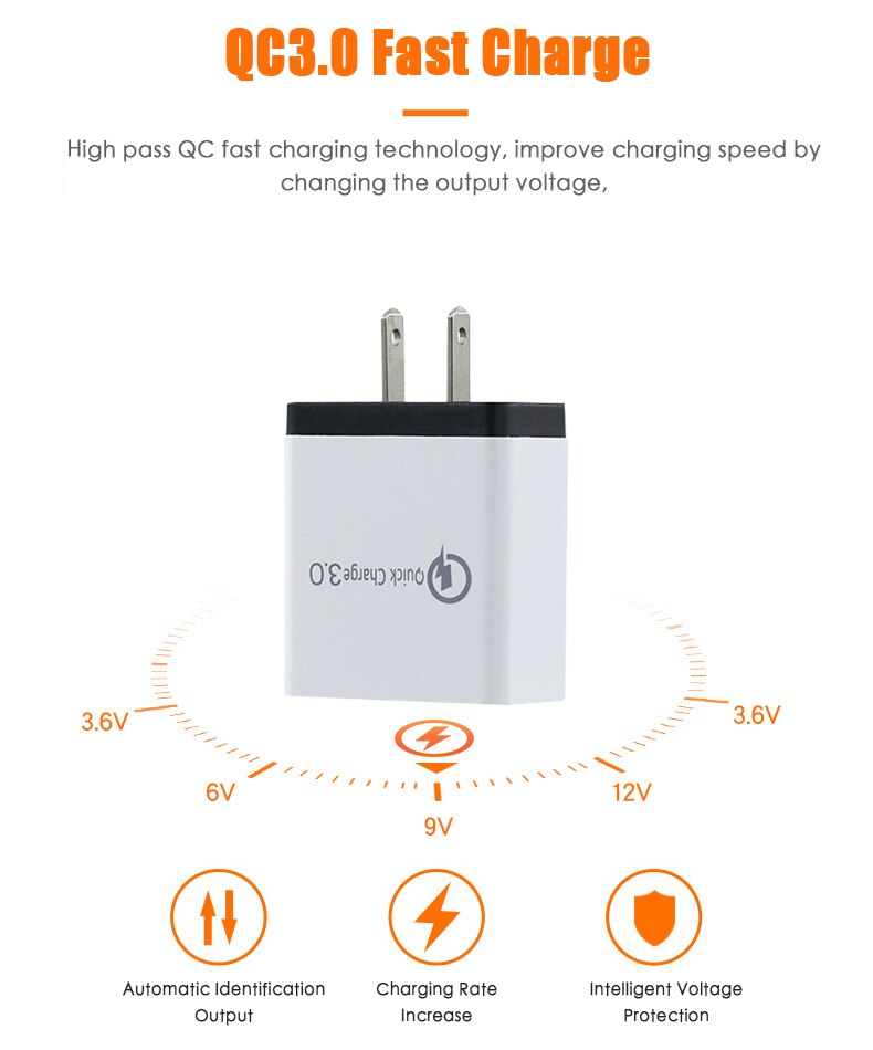 American Wire Gauge 4USB Mobile Phone Charger 5V3A Multi-port Travel Charger Mobile Phone Chargers