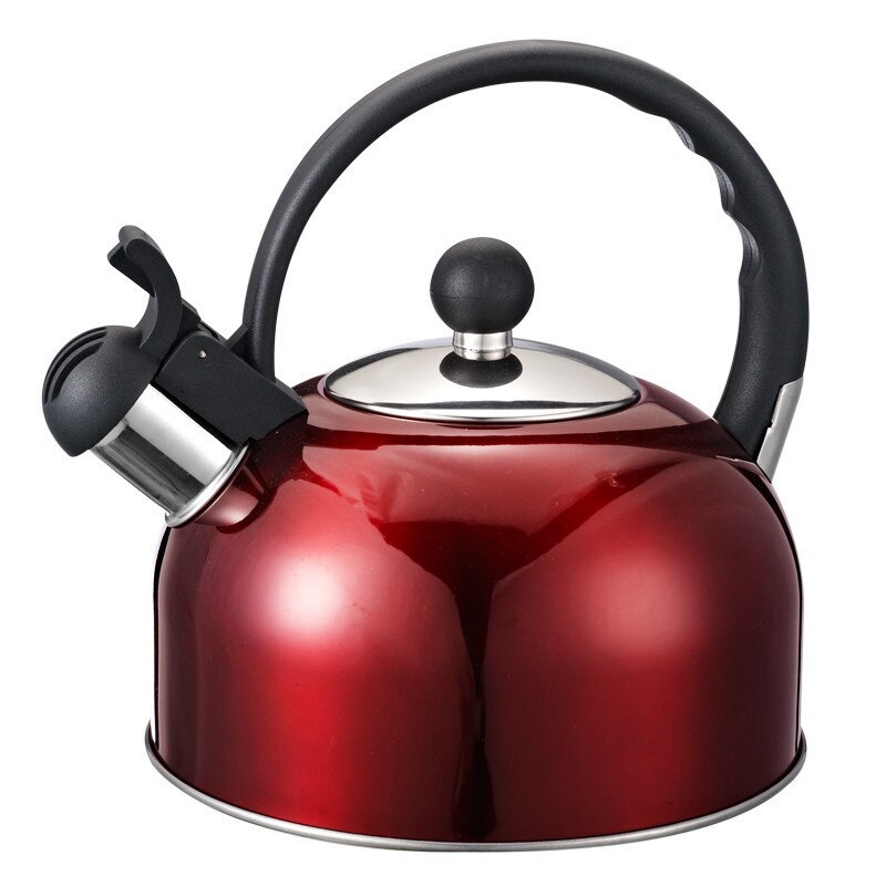 Edelstahl 2L Wasserkocher Induktionsherd Camping Wasserkocher Herde Pfeifen Wasser Gas Teekanne Kochen Werkzeuge Küche: rot