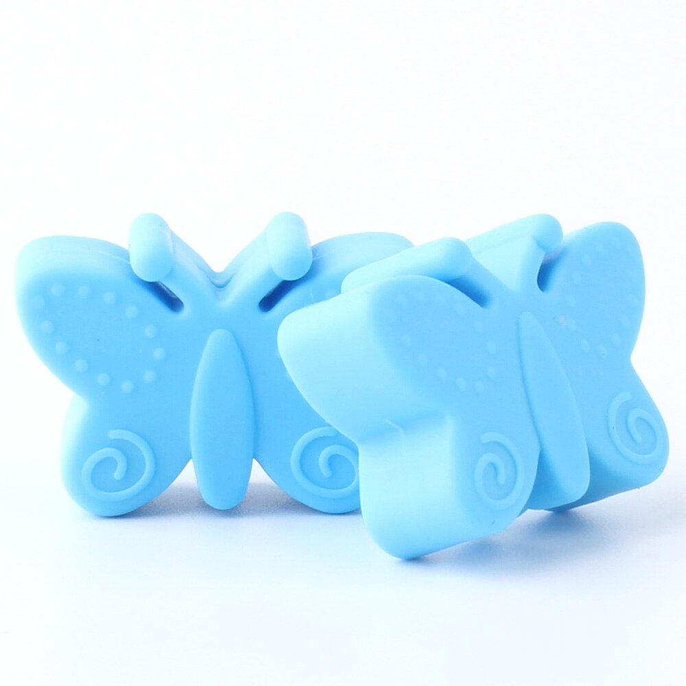 Keep&grow 10Pcs Silicone Beads Butterfly Teething Beads For Jewelry DIY Making Bead BPA Free Silicone Baby Teething Necklace Toy: Sky Blue