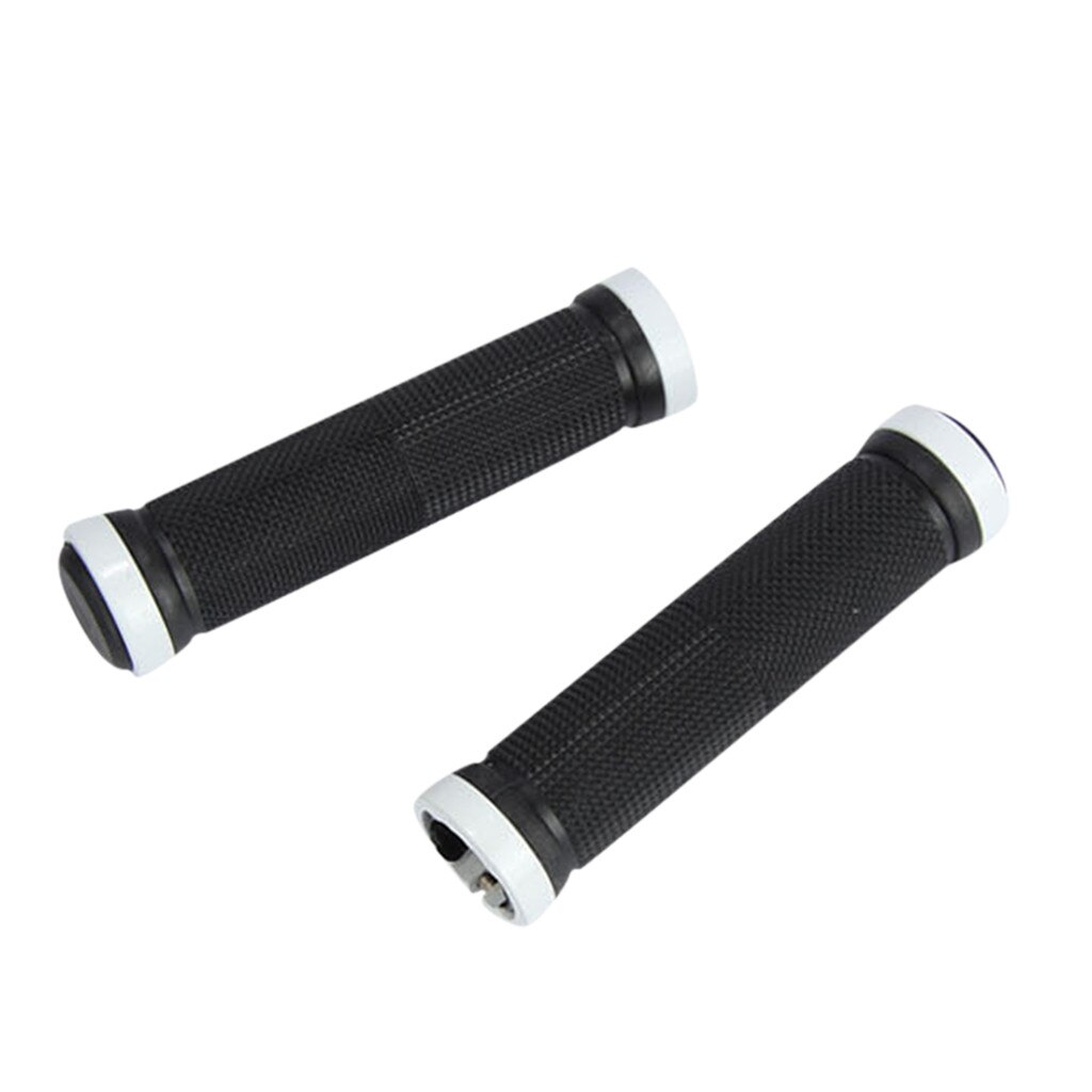 1 pair MTB Road Cycling Handlebar Grips Anti-Skid Rubber Bicycle Grips Mountain Bike Lock On Bicycle Handlebars End Grips: White