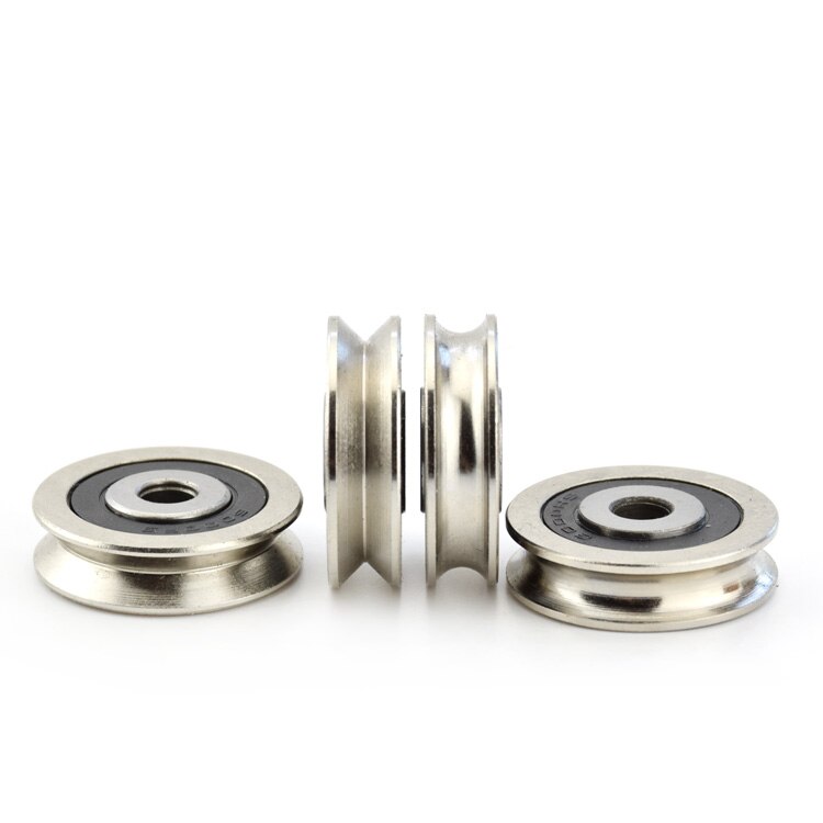 2 st 6 x 30 x 8mm metallager u-räfflat glidhjul 5mm- liners rephängande hjul u-spårrullehjul