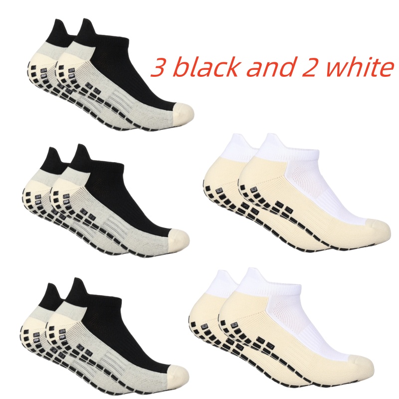 5 pairs of short men's and women's four season anti slip football socks, fitness Pilates socks, football tennis basketball sport