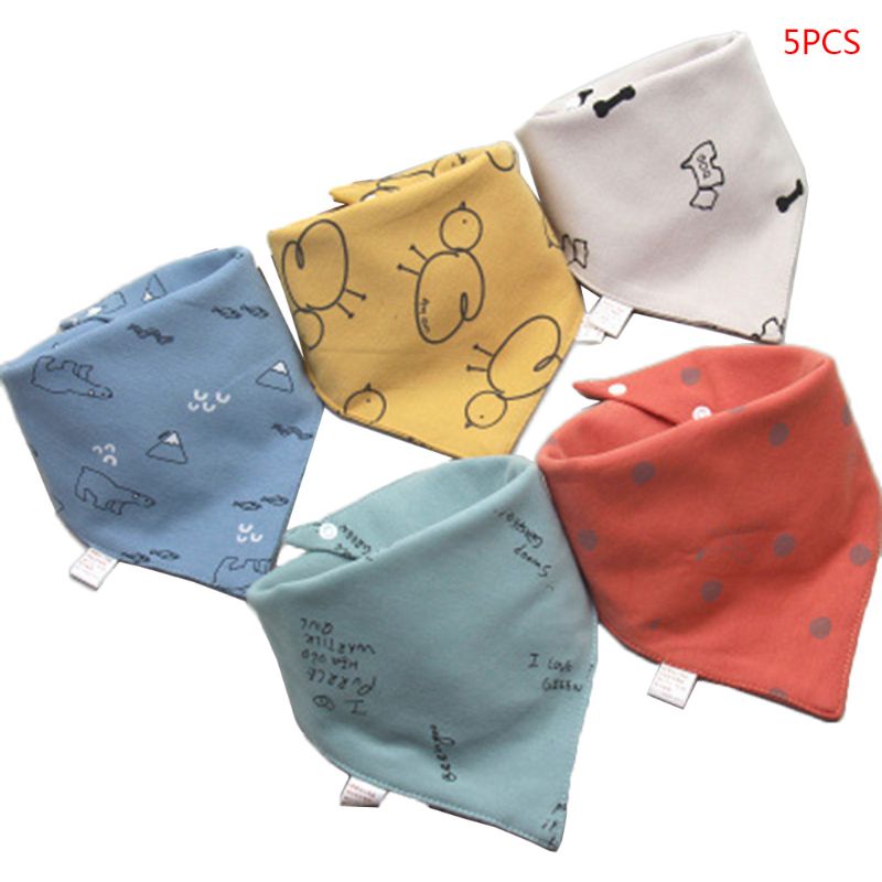 5 pz/pacco bavaglini per neonati in cotone bavaglino neonato sciarpa asciugamano per bambini ragazzi ragazze Bandana Saliva triangolo dribbling: WHITE
