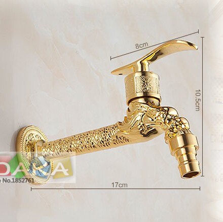 Euro Luxury Gold Finish Bibcock Faucet Tap/ Wall Mount Single Lever Water Sink Faucet /Washing Machine Water Faucet Taps