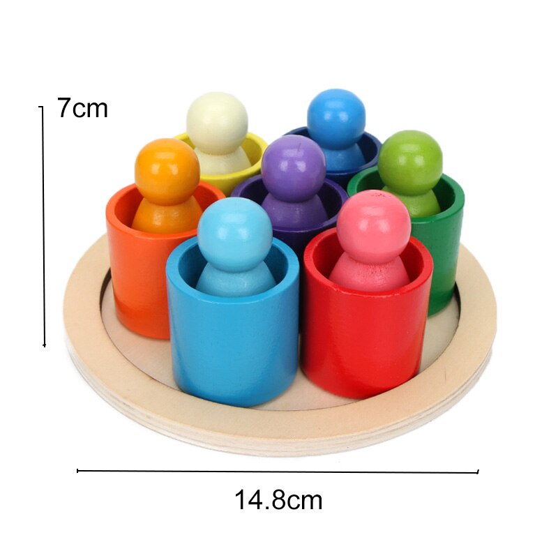 13 pièces/ensemble Montessori jouets en bois arc-en-ciel blocs amis Peg poupées corps bébé semblant jouer personnes FiguresRainbow empileur: old 15pcs per set