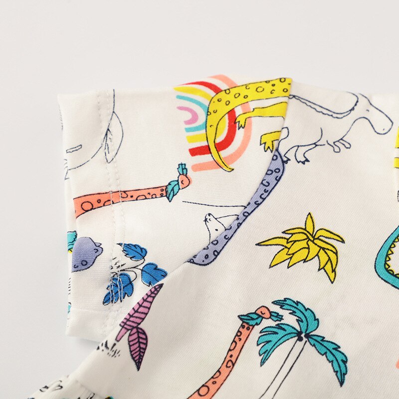 Kid Peuter Baby Meisje Kleding Dinosaurus Print Katoen Jurken Zonnejurk Casual Cure Korte Mouw Zomer Jurk Outfit Kleding 2-7Y