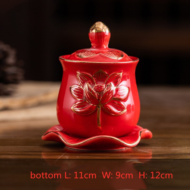 1 Pc Chinese Stijl Heilige Water Cup Keramiek God Van Rijkdom Serveren Mokken Aanbidding Boeddha Lotus Aanbieden Cups Boeddhistische Leveringen: E3