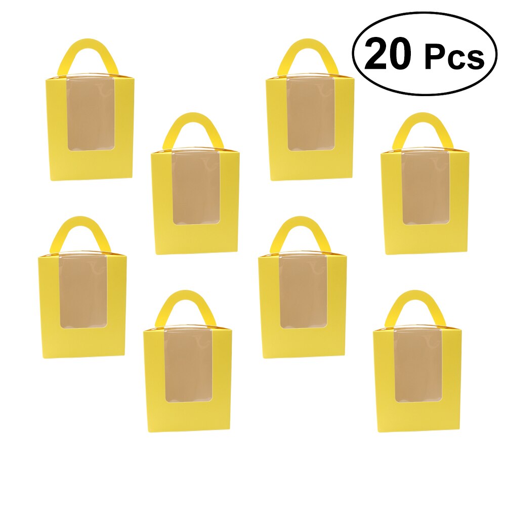 20 Stuks Cupcake Dozen Containers Met Kartonnen Insert Trapas Voor Kleine Wegwerp Voedsel Containers: YELLOW