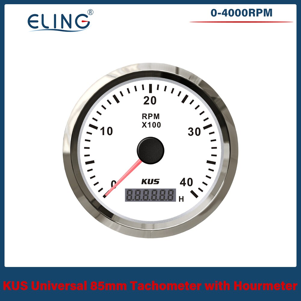 KUS 3000/4000/6000/8000 RPM Drehzahlmesser 85mm Umdrehung Zähler Auto Stiefel Tacho Messgerät mit Stunde Meter verrotten Gelb Hintergrundbeleuchtung Wasserdicht: 4KWS
