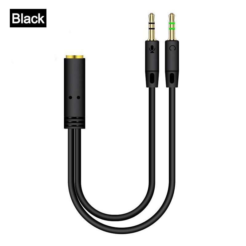 3.5mm Jack Splitter for phone Computer Laptop Adapter Audio Splitter Headphone Adapter Cable Aux Extension Cable Mic Y Splitter: A-Black