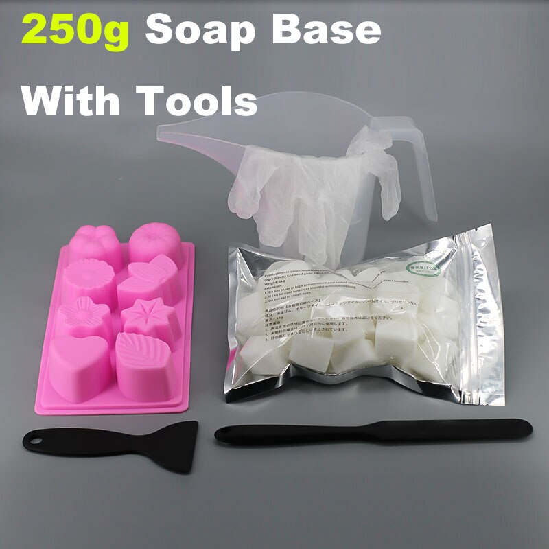 Full Set Of Soap Making DIY Handmade Soap Kits Raw Material Base With Silicone Mold Sets For Soap Making Supplies: 250g Base with Tool