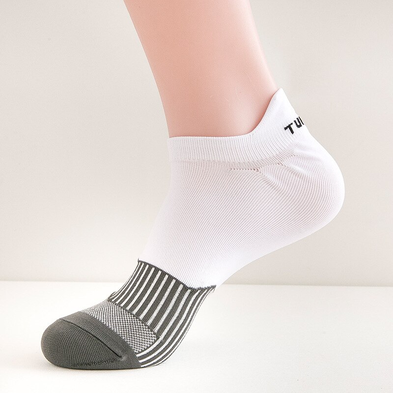 Løbende sportssokker sommer mænd og kvinder overfladisk mund tynd åndbar deodorant fitness korte rør ankel sokker: Hvid