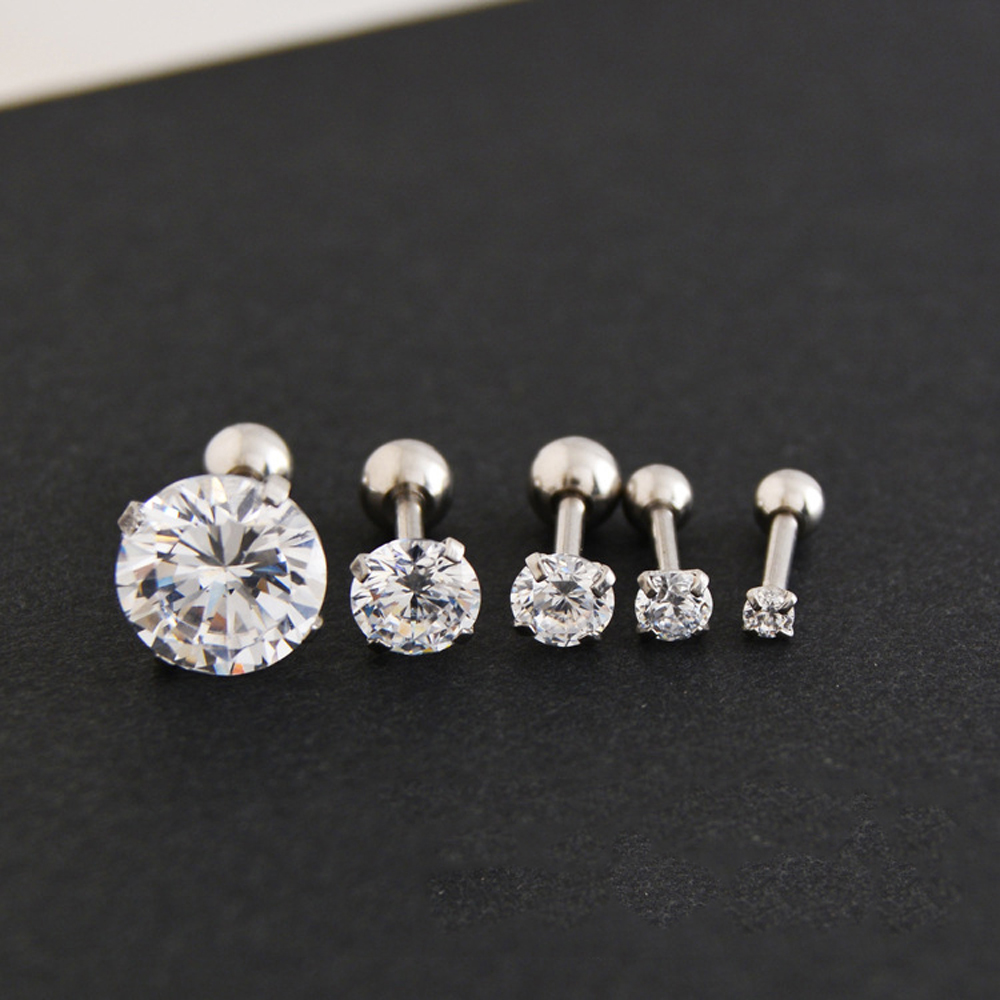 1 Paar Classic Roestvrij Stee Stud Oorbellen Voor Vrouwen Cz Zirkoon Oor Piercing Chirurgisch Staal Oor Sieraden Voor Mannen Jongens vrouwen Meisjes