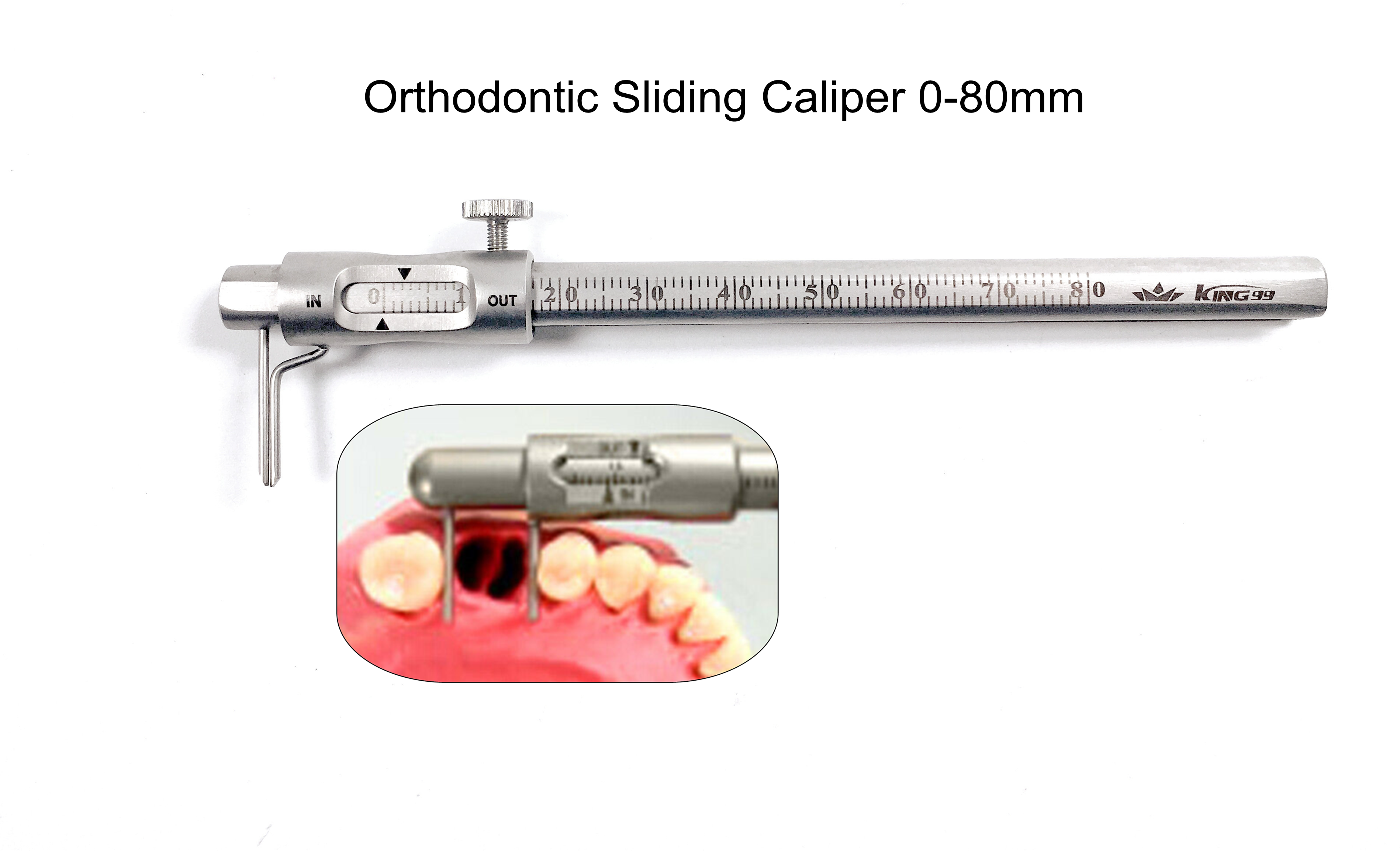 Orthodontic Rould Sliding Caliper 0-80mm Dental Implant Gauge Measuring Pen 12.6cm