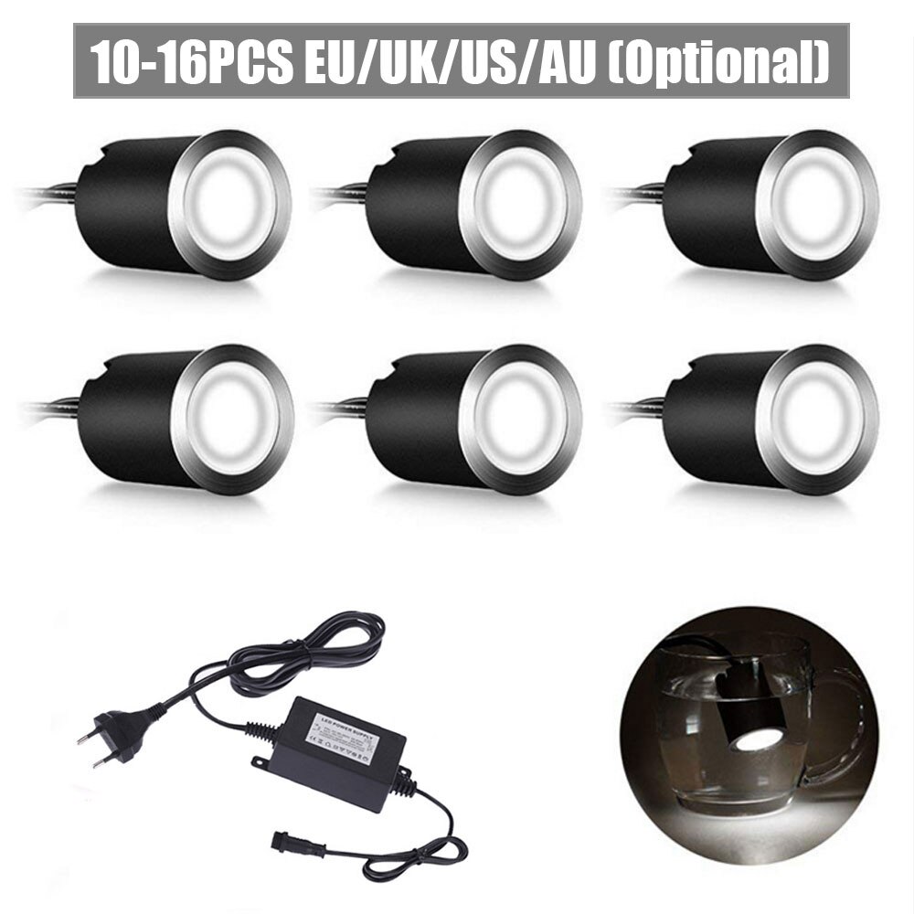 LED Deck Licht Bausatz DC 12V Wasserdicht Unterirdischen licht 2835 Edelstahl Einbau Garten Lampen Treppen draussen LED-strahler: natürlich Weiß B / 10Stck UK Stecker einstellen