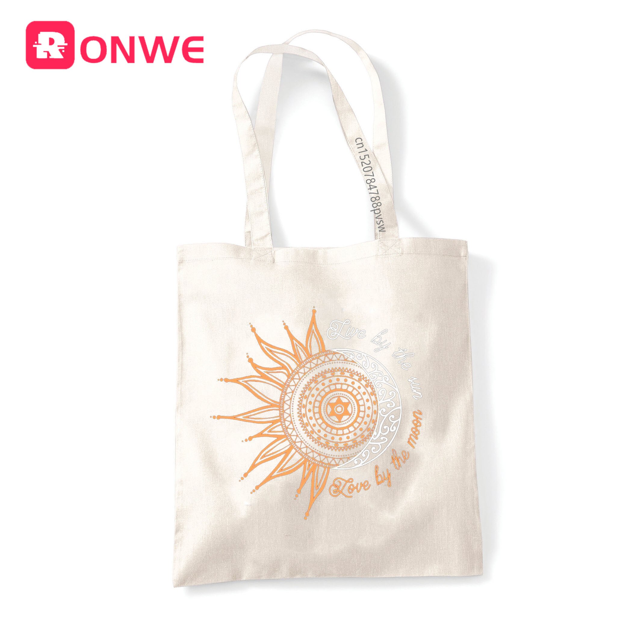 Love By The Moon Live By The Sun bolsa de lona para compras mujer chica bolso ecológico 90s Style Shopper bolsos de hombro,: T201A -White