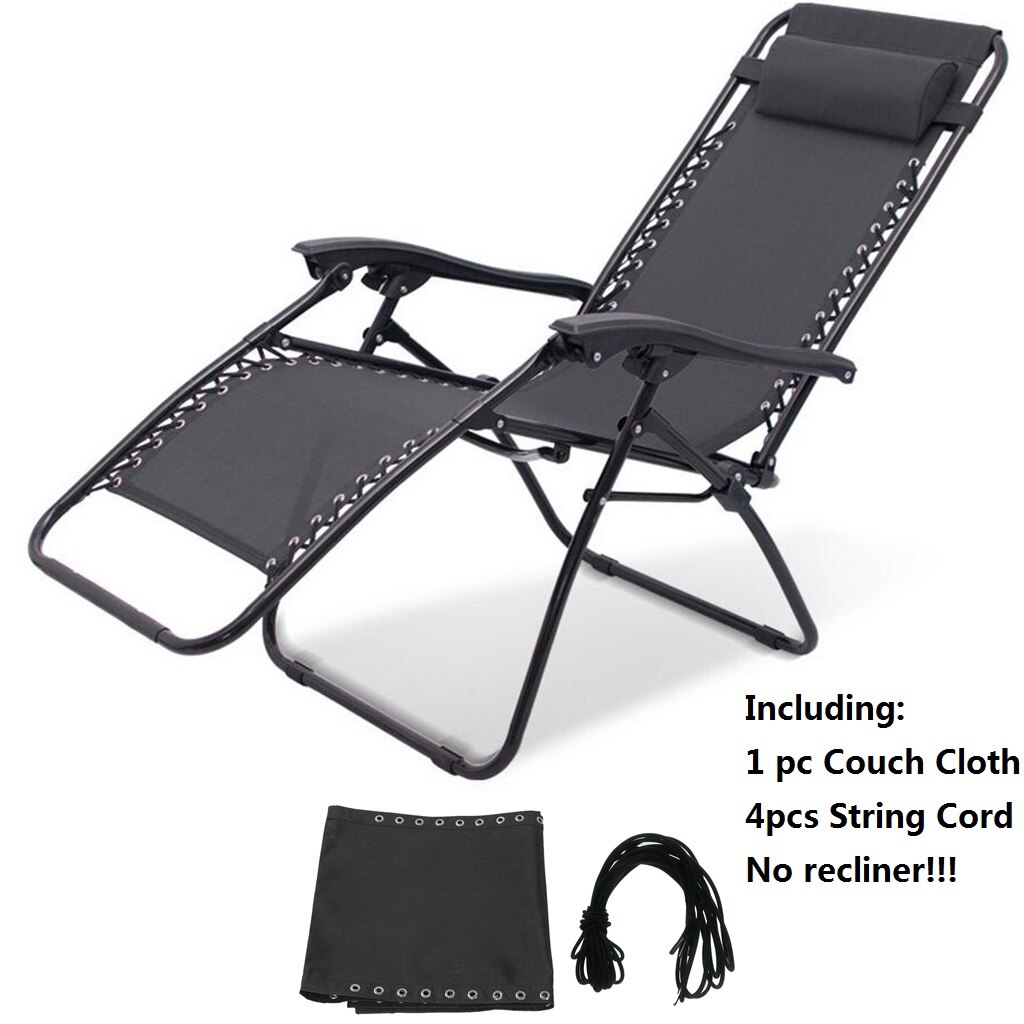 Chaise Anti-gravité chaises inclinables chaise longue tissu avec 4 cordes cordes (noir)