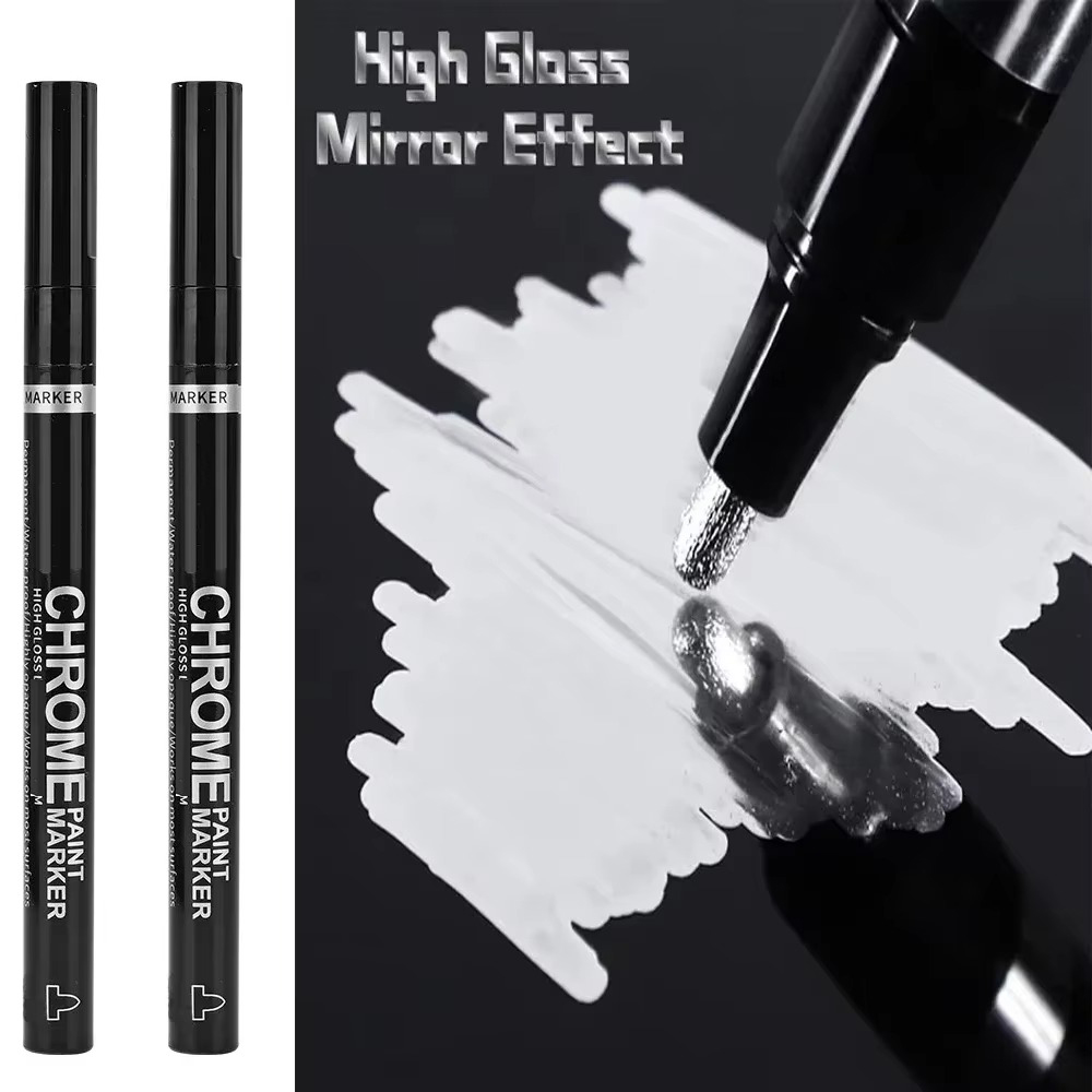5/1 stücke Chrom Stift Marker Spiegel Wasserdichte Farbe Reparatur Für Rock Keramik Glas Metallic Gold/Silber 2mm Spitze: Navy Blau