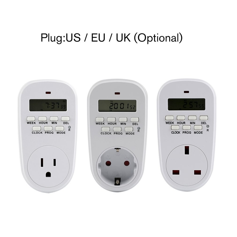 Digital Timer Switch Socket Outlet Plug-in 7 Day 12/24 Hour Programmable Time Control for Kitchen Electric Appliance
