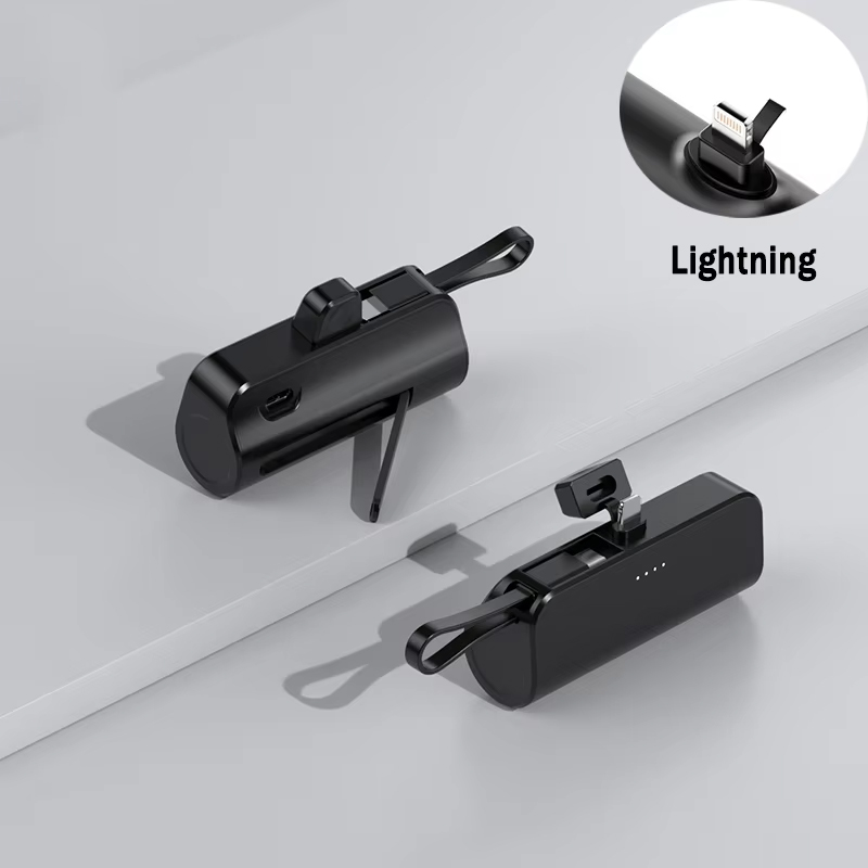 Mini cápsula de banco de energía de 30000mAh, batería externa de carga rápida inalámbrica portátil de gran capacidad para iPhone tipo c,: Negro / 10000mAh