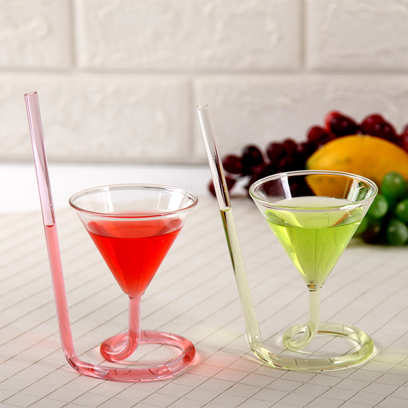 Spiral- Cocktail Glas drehbar Martini kreative lang Schwanz Cocktail Stroh Weinglas für Bar Party Versorgung Barware