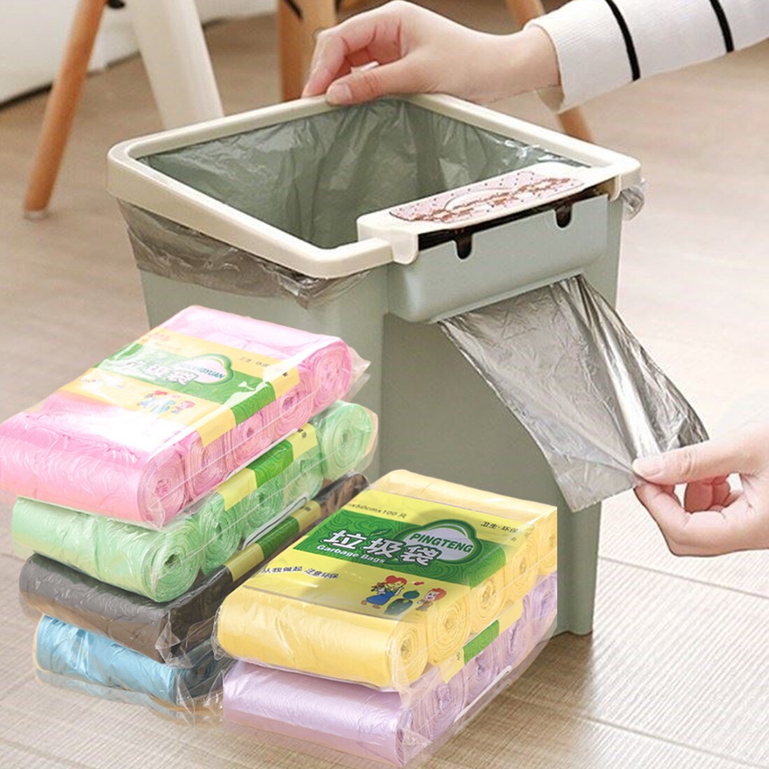 Max Load 5kg Home Disposable Garbage 5 Roll Disposal Trash Bag Breakpoint Cleaning Bag Rubbin Junk Bag Organizer Waste Bag