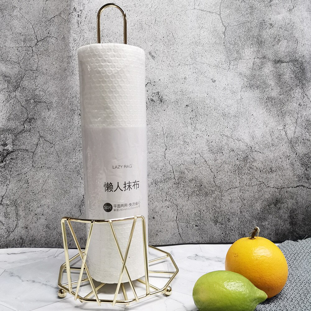 Stainless Steel Roll Tissue Towel Holder Kitchen Bathroom Paper Stand Rose Gold Stable Napkin Rack Bottom Bracket Home Storage