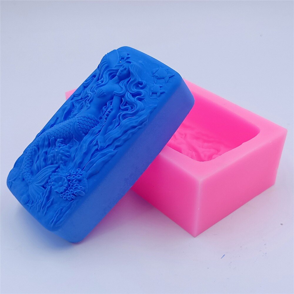 Mermaid Zeep Mal Zachte Siliconen Mal voor Bar Zeep Maken Chocolade Cake Hars Ambachtelijke Aromatherapie Gips Mallen