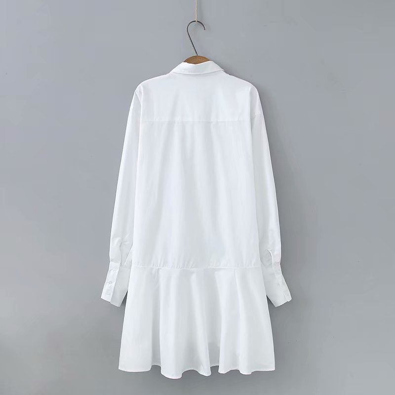 Vestido trompeta informal con dobladillo irregular, volantes,