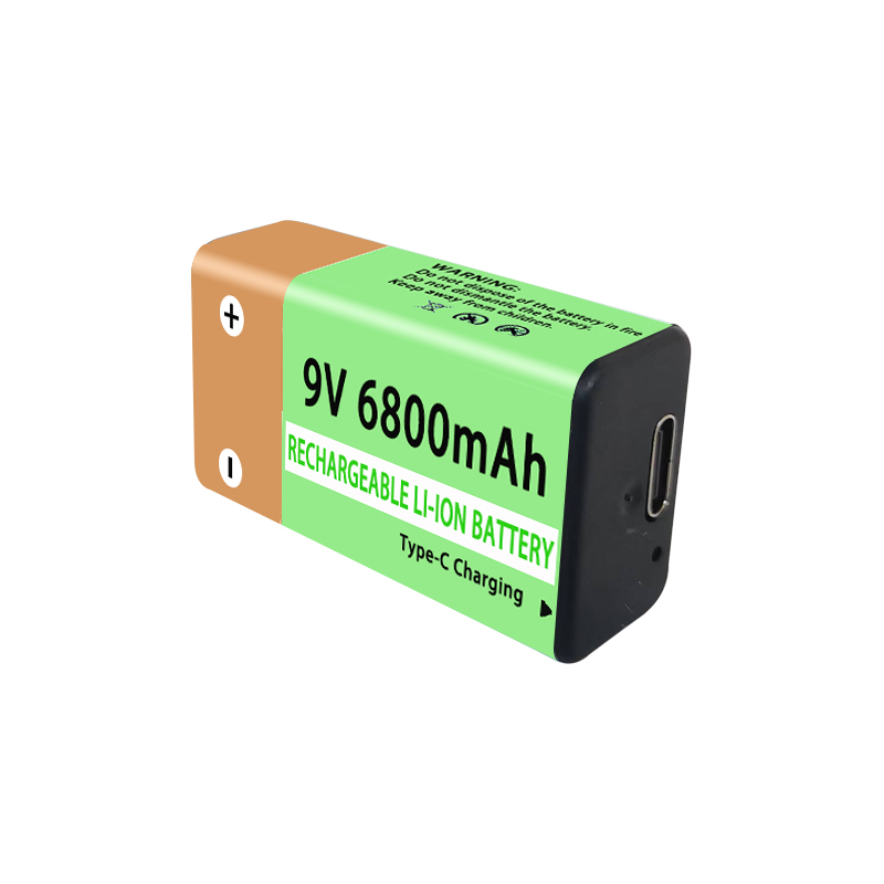 Long-Lasting 9V Rechargeable Battery 6800mAh Type-C Fast Charge Battery for Multimeter, Guitar Pedal, Microphone, Smoke Detector