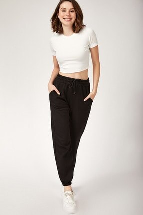 Women's Black Pockets Sweatpants CR00327