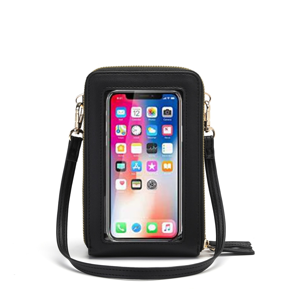 Bolso bandolera con pantalla táctil, cartera para móvil RFID, bolso de mano con correa ajustable para hombro