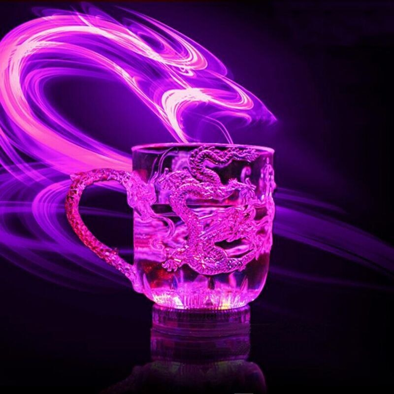 acrílico luminoso agua té copa de vino dragón verter agua brillante luz colorida inducción taza botón Bar suministros de