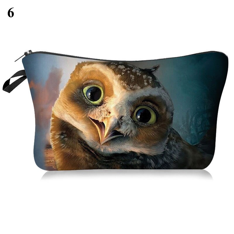 Kosmetiktaske sød kat print polyester makeup taske rejse toiletartikler sød organisator taske pose 3d mønster kosmetik tasker: 6