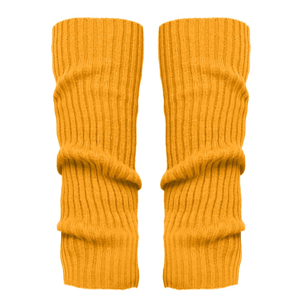 Lolita japonesa-Calentadores de piernas para niña, Bola de lana tejida, cubierta para pies, calentador de piernas, calcetines, Otoño e Invierno: Amarillo