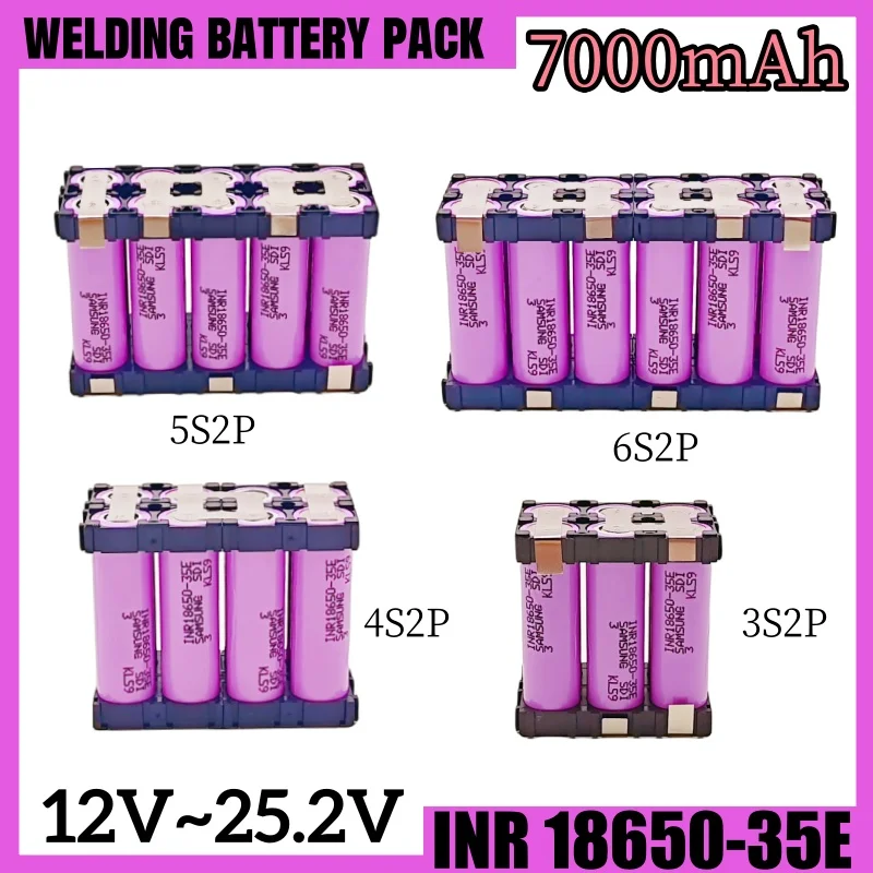 3S2P 4S2P 5S2P 6S2P 18650 35E 7000mAh 7.4V 12.6V 14.8V 18V 25.2V do akumulatorów wkrętakowych Weld 18650 Battery Pack