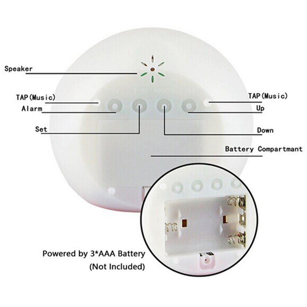 Round Colorful Alarm Clock Calendar Bed Ball Children's Alarm Clock Natural Sound Table Clock With Calendar Ball kids