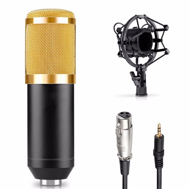 Mini Bm 800 Condenser Microphone Studio Recording Kits Bm800 Karaoke Microphone For Pc Bm-800 Microfono Stand Phantom Power: GOLD