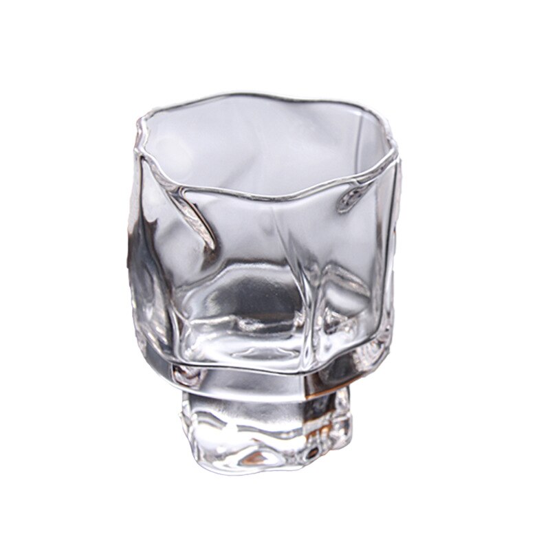 2Pcs Japanese Style Origami Shape Glass Cup Transparent Frosted Whiskey Glass Espresso Cup Shot Glass Home Tea Cup 60ml: Transparent 2pcs