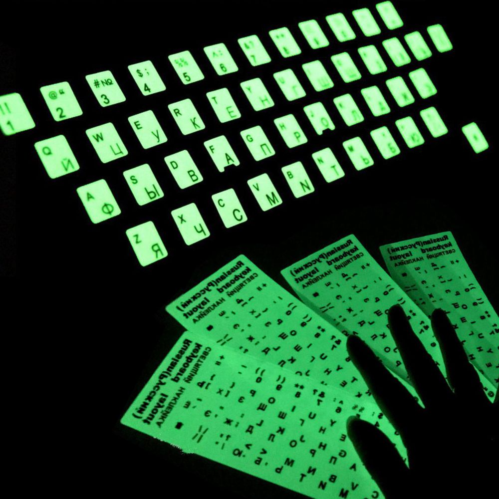 Spaans Engels Russisch Arabisch Frans Lichtgevende Toetsenbord Stickers Brief Alfabet Layout Sticker Voor Laptop Desktop Pc 2022