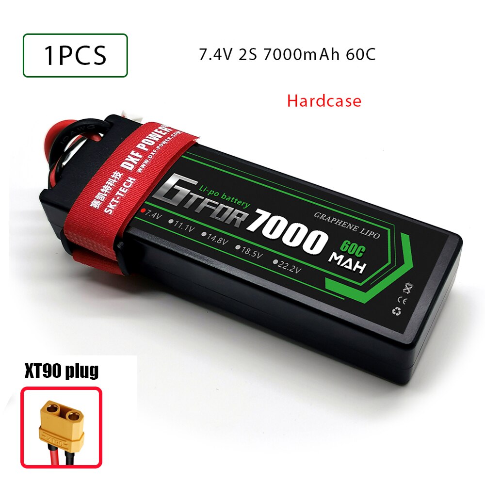 7.4V 5200 7000mAh 50C 60C 100C 120C GTFDR LiPo Battery Pack 2S HardCase For 1/8 1/10 RC Car Model Slash Emaxx: 1PCS7000mahXT90